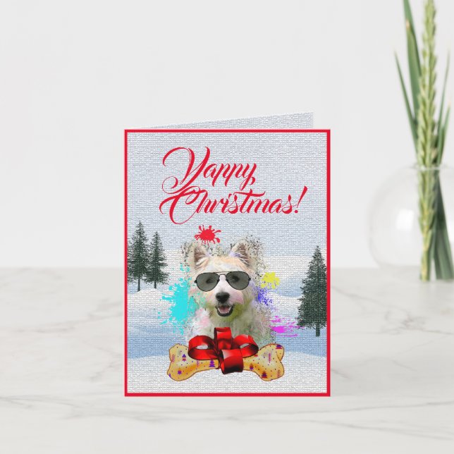 Customisable Cute Westie Dog Christmas Card (Front)