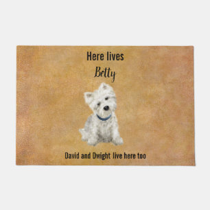 Customisable cute Westie Door Mat