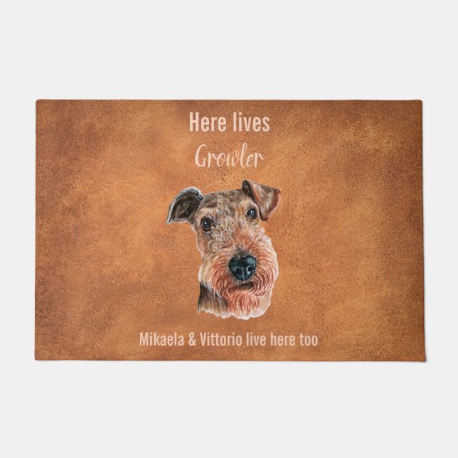 Customisable cute Wire Fox Terrier Door Mat (Front)