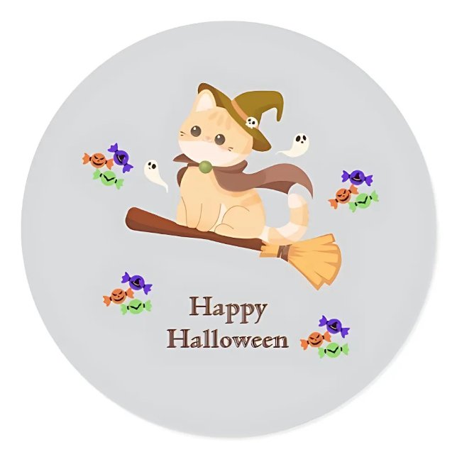 Customisable Cute Witch Cat Halloween Sticker (Creator Uploaded)