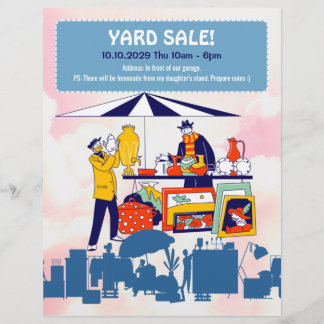 Customisable cute yard sale, garage sale invite flyer