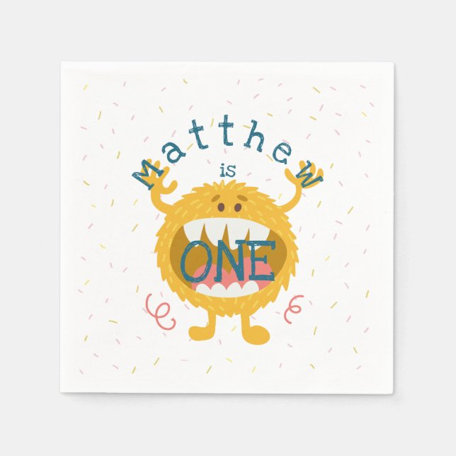 Customisable Cute Yellow Monster Napkin (Front)