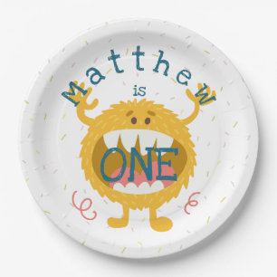 Customisable Cute Yellow Monster Paper Plate