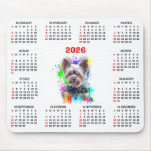 Customisable Cute Yorkie Dog Calendar 