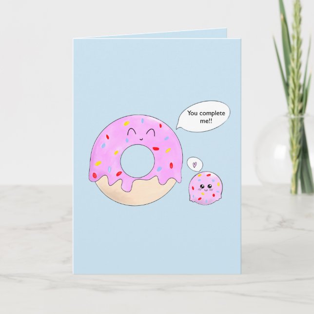 Customisable cute you make me complete doughnut pu card (Front)