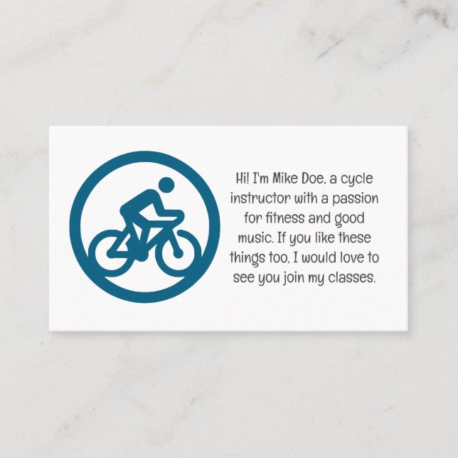 Customisable Cycle Instructor  Business Card (Front)