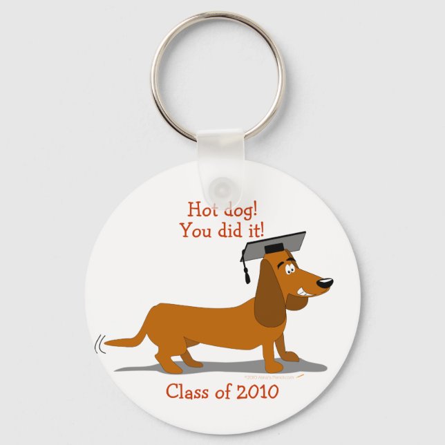 Customisable Dachshund Dog Graduation Template Key Ring (Front)