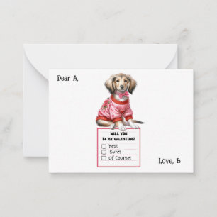 Customisable Dachshund Valentine Note  Card