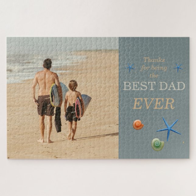 Customisable Dad & Child Photo Best Dad Ever Jigsaw Puzzle (Horizontal)