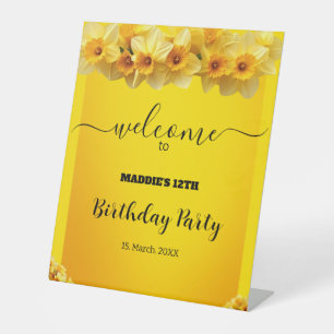 Customisable Daffodil March Birth Flower Birthday Pedestal Sign