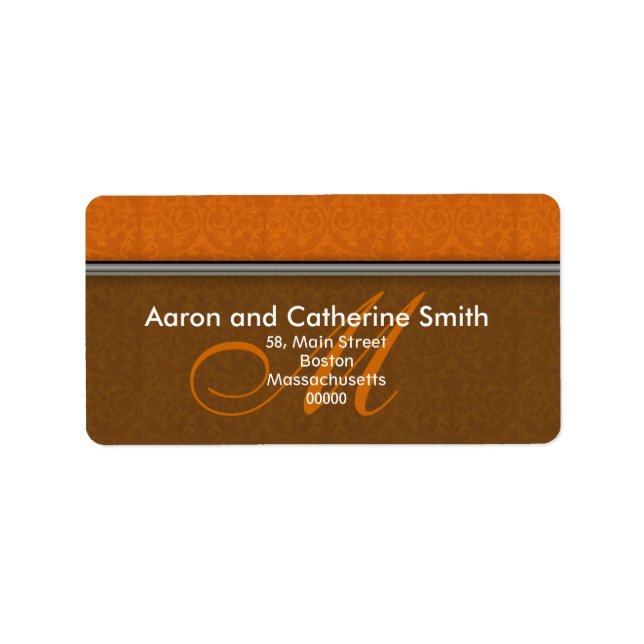 Customisable Damask Monogram Address Labels (Front)