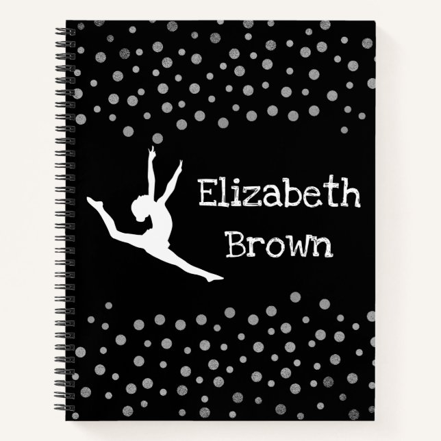 Customisable Dancer Black and Silver Notebook (Front)