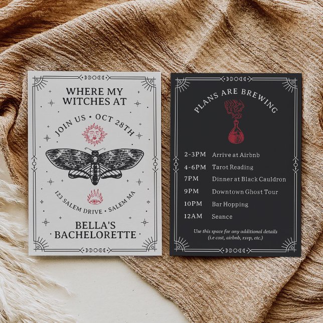Customisable Dark Boho Coven Bachelorette Invitation (Creator Uploaded)