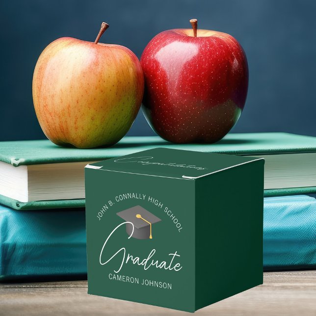 Customisable Dark Green Modern Graduation Party Favour Box (Creator Uploaded)