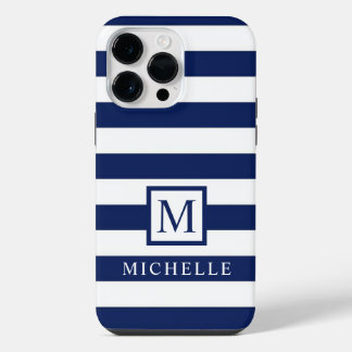 Customisable Dark Navy Blue White Colour block iPhone 14 Pro Max Case