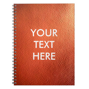 Customisable Dark Orange Leather Image Background Notebook