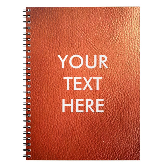 Customisable Dark Orange Leather Image Background Notebook (Front)