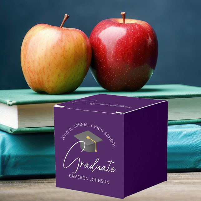 Customisable Dark Purple Modern Graduation Party Favour Box (Creator Uploaded)