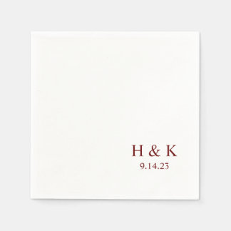 Customisable date Monogram Cocktail Napkins