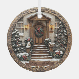 Customisable (date&name) beautiful carved/3D-look  Glass Tree Decoration