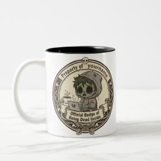 Customisable Dead Inside Badge T-Shirt Two-Tone Coffee Mug