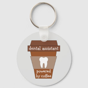 Customisable Dental Assistant Powered By Coffee Key Ring
