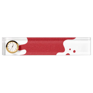 Customisable Desk Clock Nameplate – Red Noise