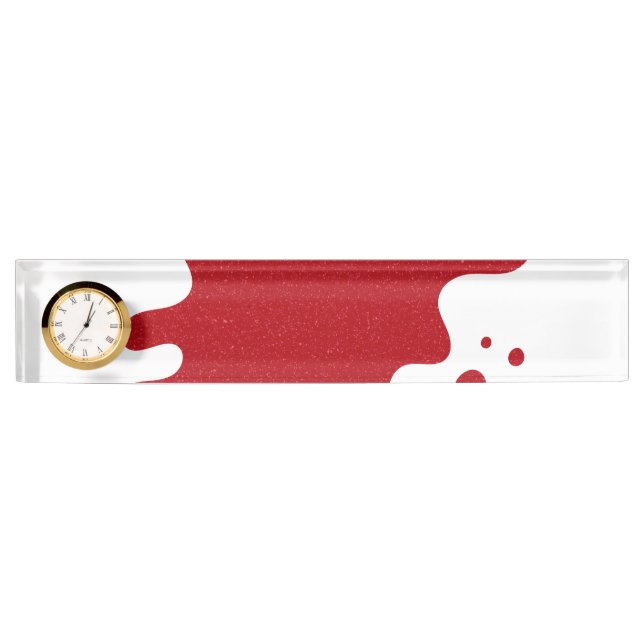 Customisable Desk Clock Nameplate – Red Noise (Front)