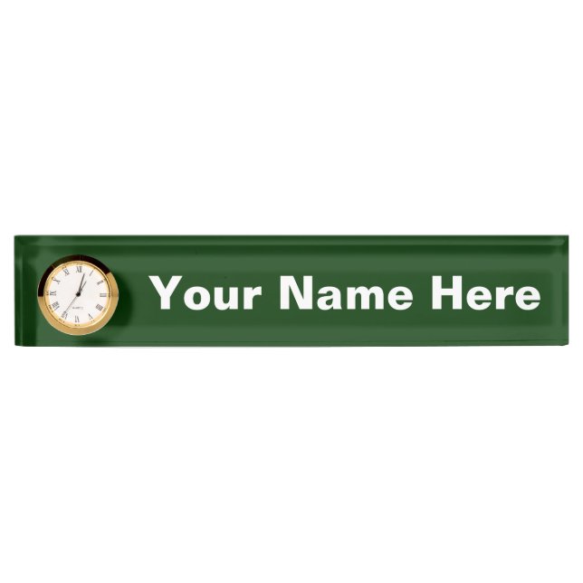Customisable Desk Nameplate with Clock - Gifts (Front)