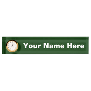 Customisable Desk Nameplate with Clock - Gifts