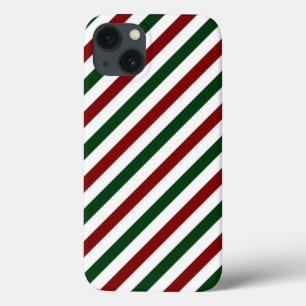 Customisable Diagonal Christmas Stripes iPhone 13 Case