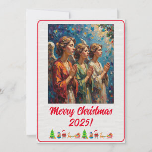 Customisable Digital Christmas Angels Oil Painting Card