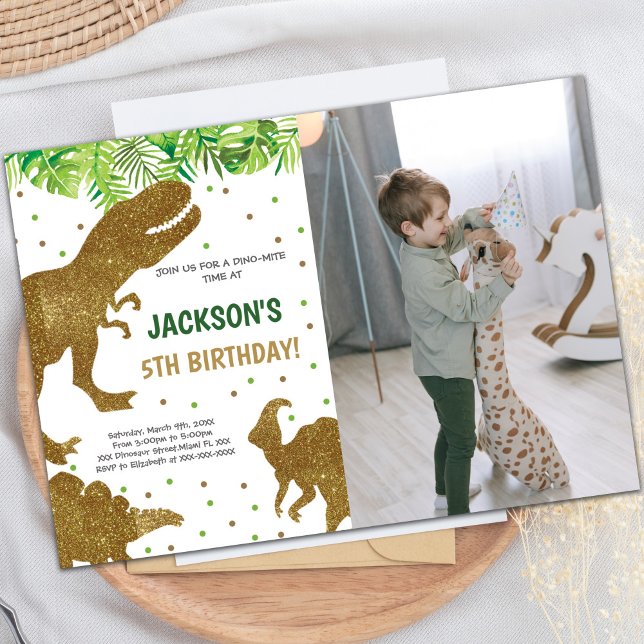 Customisable Dinosaur Party Invitations for Kids (Dinosaur Birthday Invitations with photo)