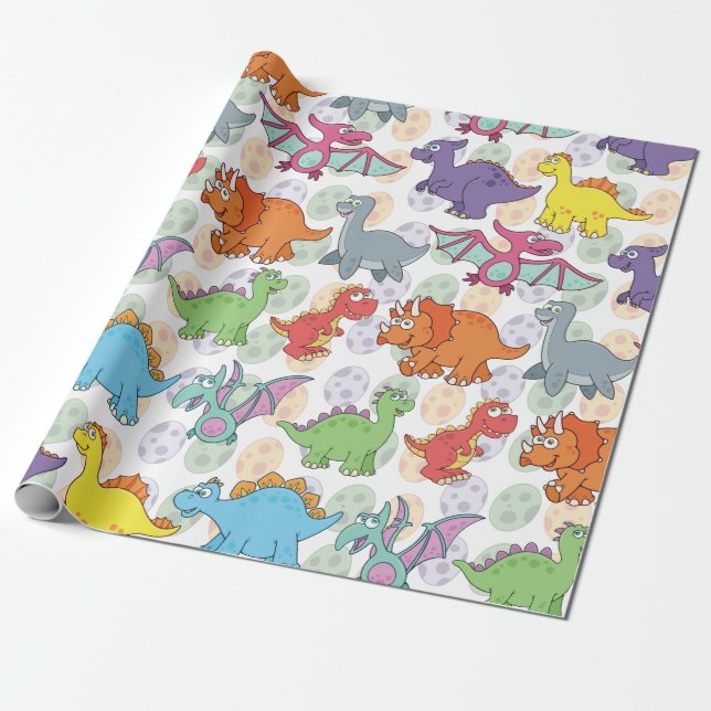 Customisable Dinosaur Wrapping Paper (Unrolled)
