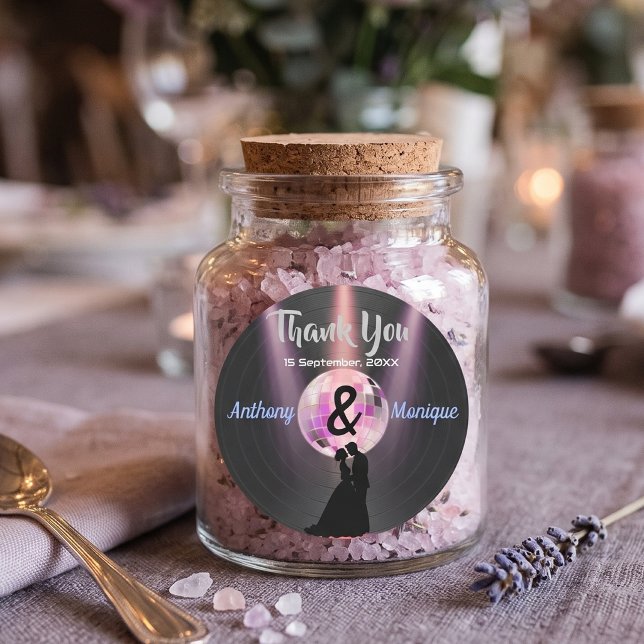 Customisable Disco Wedding Classic Round Sticker (Creator Uploaded)