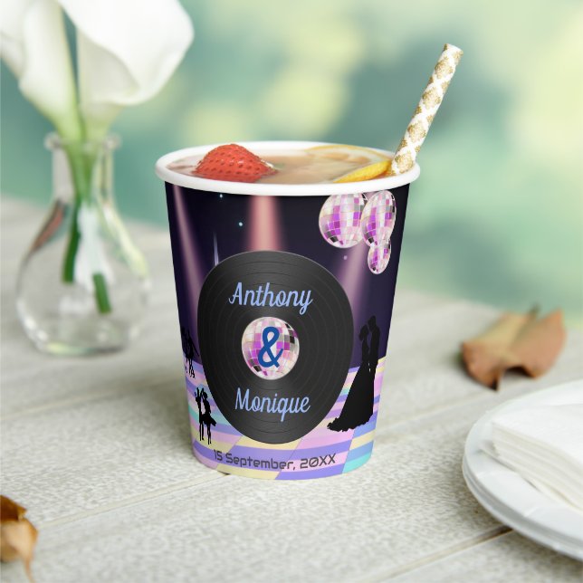 Customisable Disco Wedding Paper Cups (Insitu)