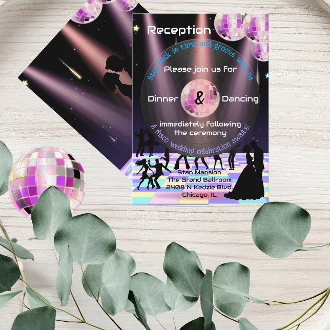 Customisable Disco Wedding Reception Card (Creator Uploaded)