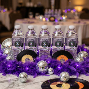 Customisable Disco Wedding Water Bottle Label