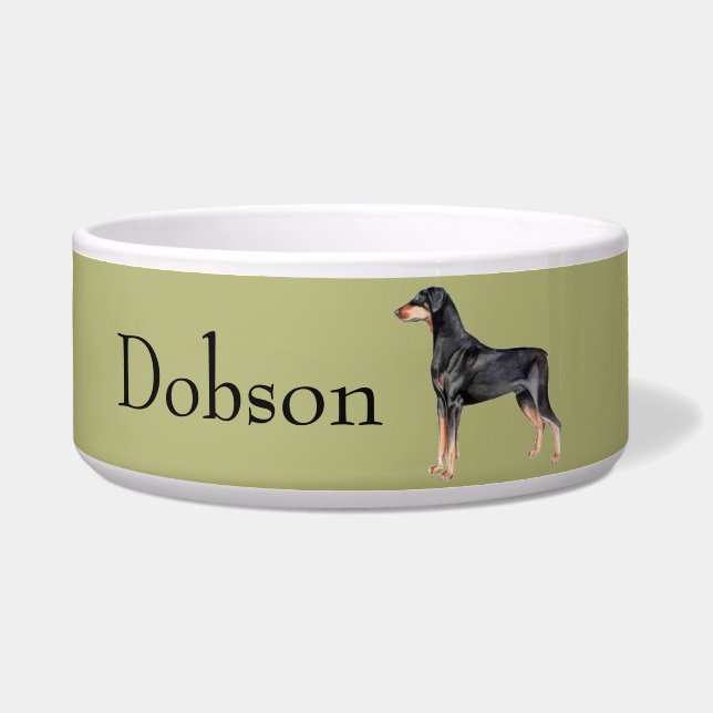 Customisable Doberman Pinscher Dog Bowl (Front)