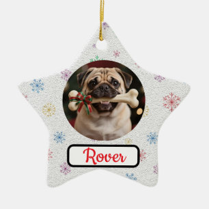 Customisable Dog And Bone Pet Star Christmas Ceramic Ornament