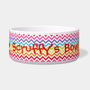 Customisable Dog Name Rainbow Chevron Paw Print