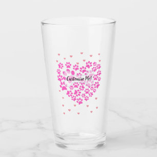Customisable Dog Paw Heart Pint Glass