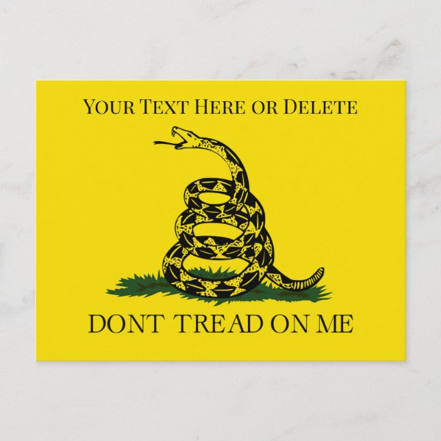 Customisable Don't Tread on Me Snake Gadsden Flag Postcard (Front)