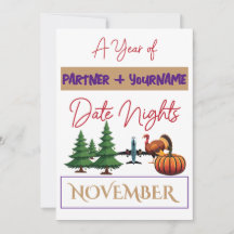Customisable double-sided note card for November
