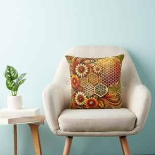 Customisable Double-Sided Throw Pillow   Honeycomb
