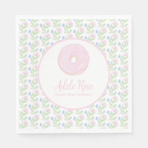 Customisable Doughnut Sweet First Birthday  Napkin