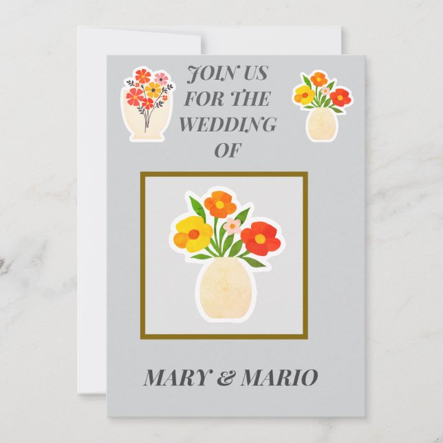 Customisable DownloadableFloral Wedding Invitation (Front)