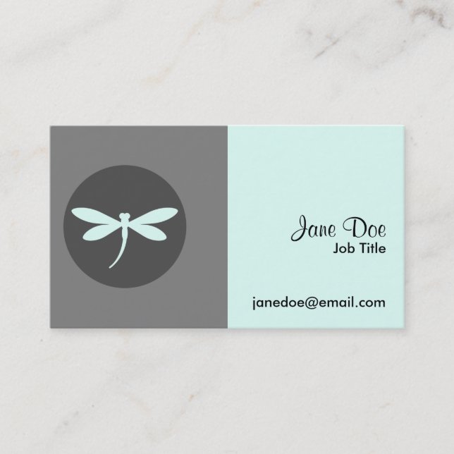 Customisable Dragonfly Colour with Grey BG Design Business Card (Front)