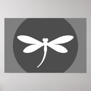Customisable Dragonfly Colour with Grey BG Design Poster