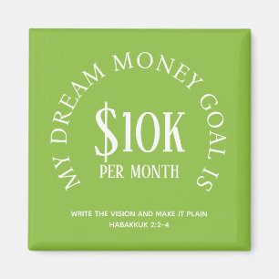 Customisable Dream Money Financial Goal Magnet